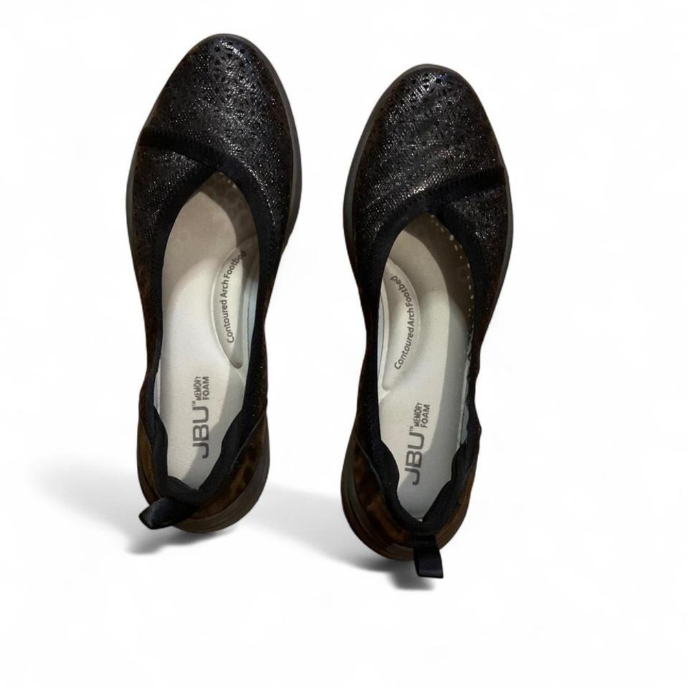 Hi black leather ballet flats